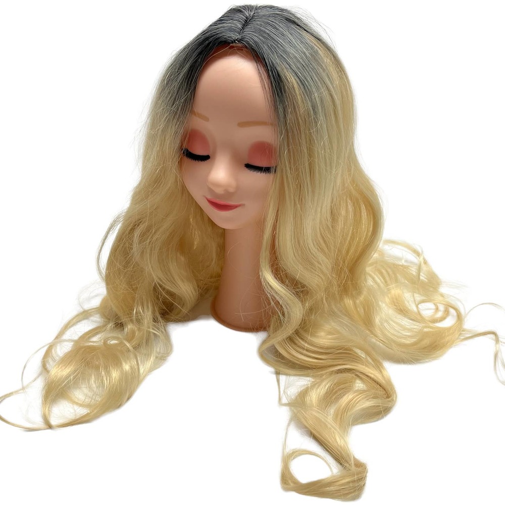 Adult Wig Long Blonde Hair with Dark Roots Wavy New Without Tags